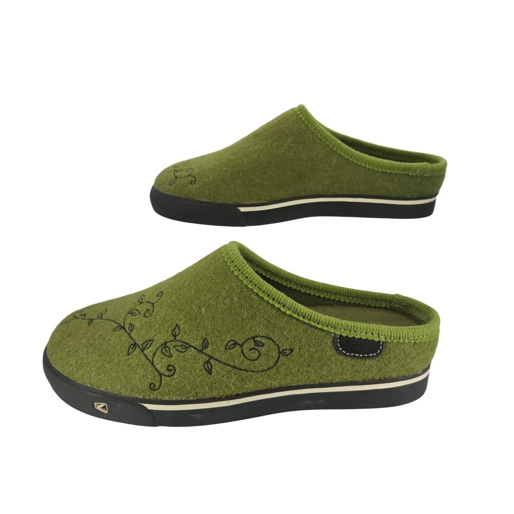 KEEN Trillium Green Wool Embroidered Vine Mules Womens 7.5 Outdoors Winter Boho